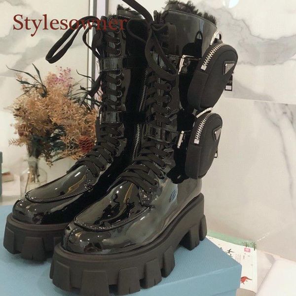 real leather mid-calf height increasing woman motorcycle boots plush velvet pockets bag brand designer triangle long boots 2021, Black
real leather mid-calf height increasing woman motorcycle boots plush velvet pockets bag brand designer triangle long boots 2021, Black