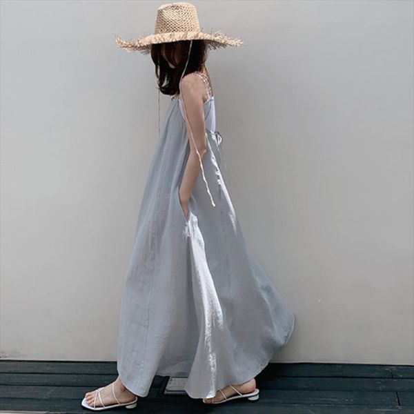 2020 summer sleeveless korean linen women dresses new solid color spaghetti strap plus size female dress, Black;gray
2020 summer sleeveless korean linen women dresses new solid color spaghetti strap plus size female dress, Black;gray