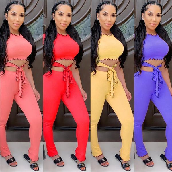 2 pieces set women fashion o-neck ruffles lace-up short sleeve t-shirt crop high waist bodycon long pants trousers 2020 new, Gray
2 pieces set women fashion o-neck ruffles lace-up short sleeve t-shirt crop high waist bodycon long pants trousers 2020 new, Gray