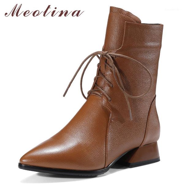 boots meotina fall ankle women natural genuine leather block heels short zipper pointed toe shoes female winter size 34-421, Black
boots meotina fall ankle women natural genuine leather block heels short zipper pointed toe shoes female winter size 34-421, Black