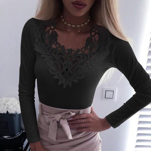 lace stitching neck, plus size, solid color women solid color lace stitching v neck slim plus size blouse bottoming top, White
lace stitching neck, plus size, solid color women solid color lace stitching v neck slim plus size blouse bottoming top, White