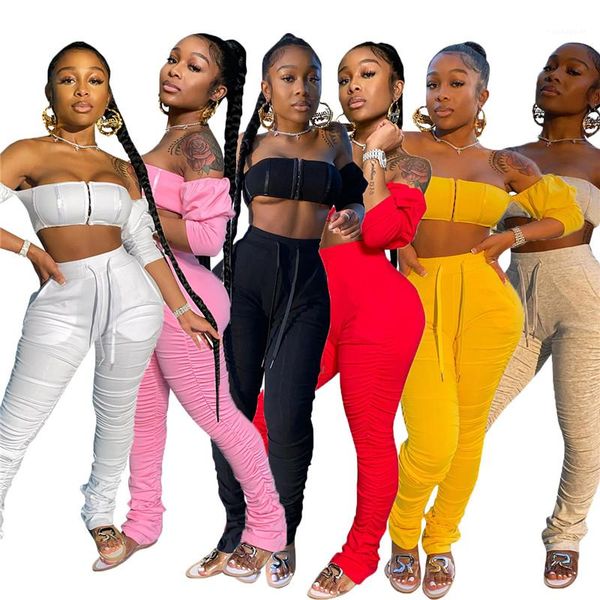 womens designer tracksuits fashion strapless panelled drawstring long stacked pants womens 2pcs sets casual female clothing night club style, Gray 
womens designer tracksuits fashion strapless panelled drawstring long stacked pants womens 2pcs sets casual female clothing night club style, Gray