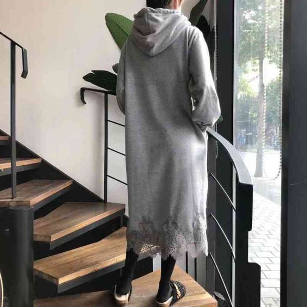 Hooded Sweater Dress Woman Autumn Winter Lazy Drawstring Stitching Loose Hem Lace Crocheted Plush Fleece Dresses, Black;gray
Hooded Sweater Dress Woman Autumn Winter Lazy Drawstring Stitching Loose Hem Lace Crocheted Plush Fleece Dresses, Black;gray