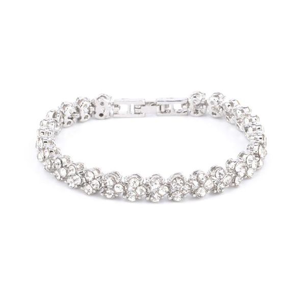 european and american exquisite luxury roman crystal bracelet simple, Black