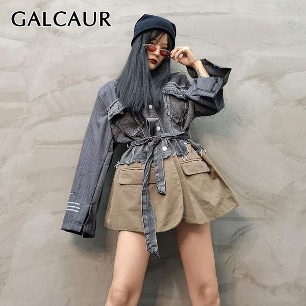 galcaur black blazer for women notched collar long sleeve patchwork denim hit color high waist lace up coats female 2020 clothes, White;black
galcaur black blazer for women notched collar long sleeve patchwork denim hit color high waist lace up coats female 2020 clothes, White;black