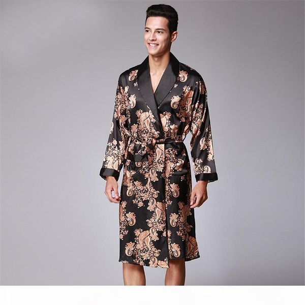men robe 2018 spring new kimono bathrobe gown faux silk robes long sleeve home clothes male sleewear bath geisha l xl xxl, Black;brown
men robe 2018 spring new kimono bathrobe gown faux silk robes long sleeve home clothes male sleewear bath geisha l xl xxl, Black;brown