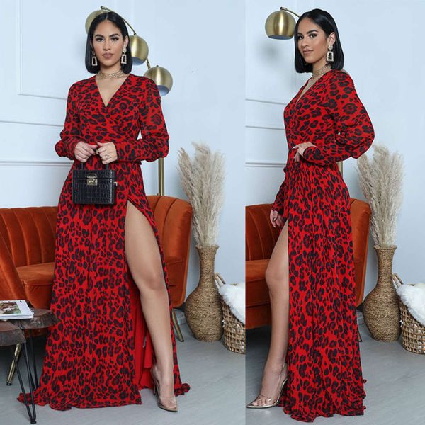 leopard slit skirt ys228 print new deep v long sleeve drs, Black;gray
leopard slit skirt ys228 print new deep v long sleeve drs, Black;gray