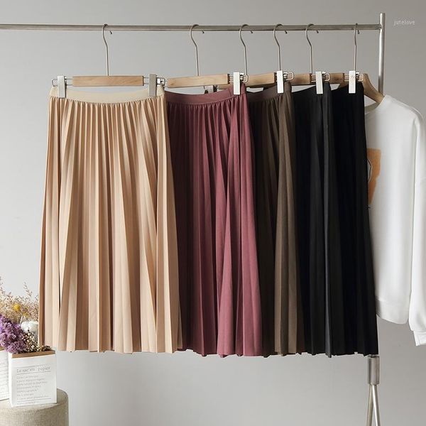 solid color elastic high waist pleated mid length skirt for women casual office lady wide waist skirts all match 2020 autumn new1, Black
solid color elastic high waist pleated mid length skirt for women casual office lady wide waist skirts all match 2020 autumn new1, Black
