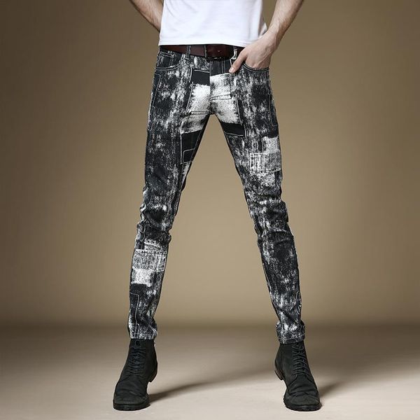 men's jeans men fashion black tie dye ink jet printed pants streetwear straight cotton stretch denim trousers, Blue
men's jeans men fashion black tie dye ink jet printed pants streetwear straight cotton stretch denim trousers, Blue