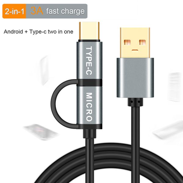 2 in 1 data micro usb type c charger samsung fast charging mobile phone charge cable for xiaomi huawei honer
2 in 1 data micro usb type c charger samsung fast charging mobile phone charge cable for xiaomi huawei honer