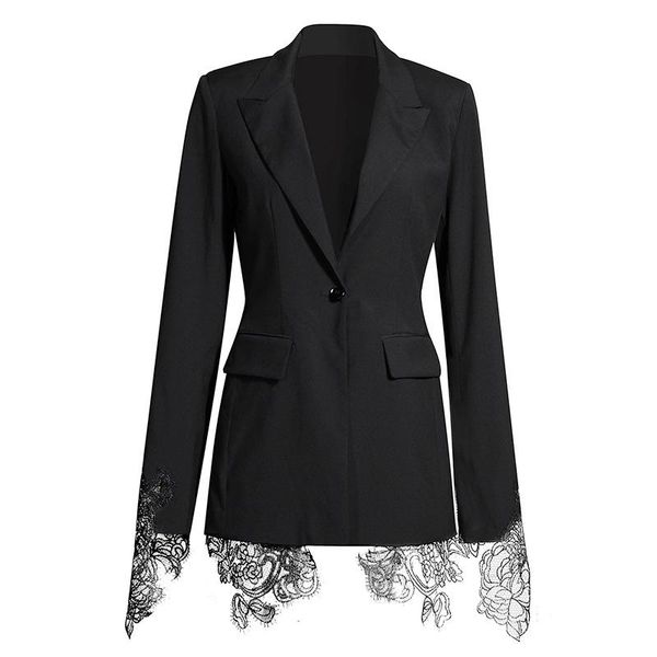 autumn black lace patchwork blazer women 2021 elegant turn-down collar long sleeve slim blazer feminino, White;black
autumn black lace patchwork blazer women 2021 elegant turn-down collar long sleeve slim blazer feminino, White;black