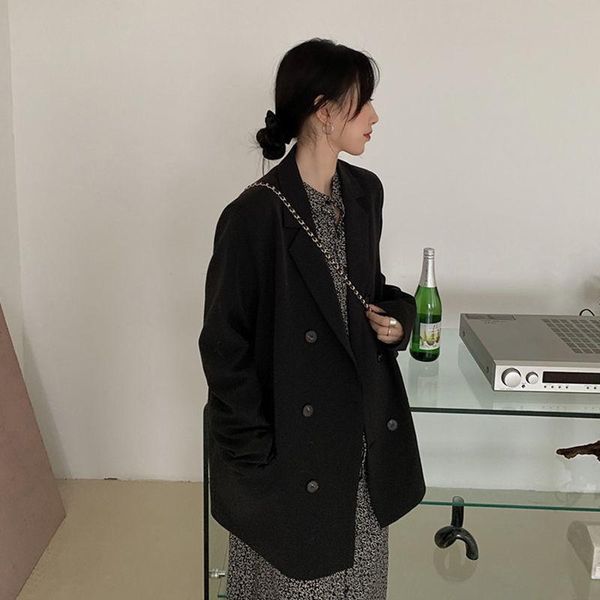 women's suits & blazers peonfly fashion spring autumn solid color black blazer women jacket casual loose notched double breasted pocket, White;black
women's suits & blazers peonfly fashion spring autumn solid color black blazer women jacket casual loose notched double breasted pocket, White;black