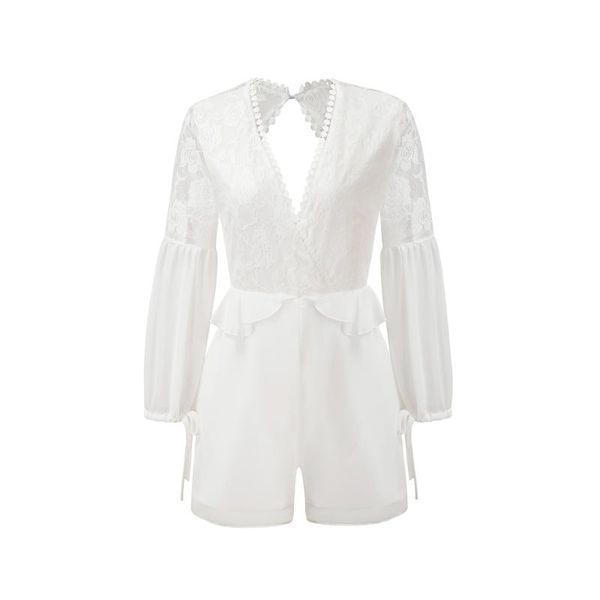 summer new one-piece trousers lantern sleeves v-neck halter openwork lace stitching chiffon one-piece jumpsuits, Black;white
summer new one-piece trousers lantern sleeves v-neck halter openwork lace stitching chiffon one-piece jumpsuits, Black;white