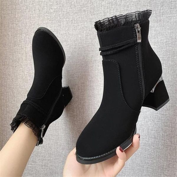 boots women ankle black flock winter fashion high heel ladies autumn thick shoes a884
boots women ankle black flock winter fashion high heel ladies autumn thick shoes a884