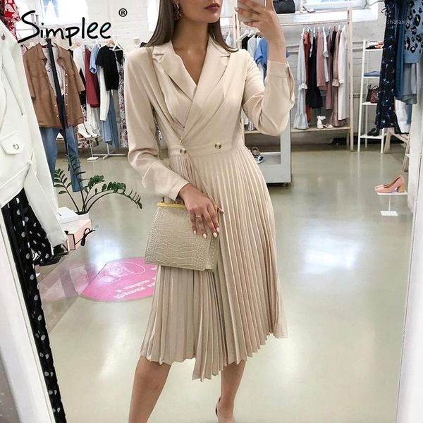 simplee elegant pleated women office dress solid breasted ladies blazer dress autumn winter long sleeve chic female party1, Black;gray
simplee elegant pleated women office dress solid breasted ladies blazer dress autumn winter long sleeve chic female party1, Black;gray