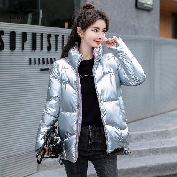 women's down & parkas leiouna solid casual zipper office lady 2021 fashion glossy parka coat winter jacket women short stand collar fem, Black
women's down & parkas leiouna solid casual zipper office lady 2021 fashion glossy parka coat winter jacket women short stand collar fem, Black