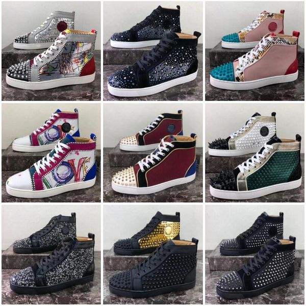 2022 red bottoms shoes studded spikes flat designer sneakers for men women low cut suede glitter party lovers wedding genuine leather, Black
2022 red bottoms shoes studded spikes flat designer sneakers for men women low cut suede glitter party lovers wedding genuine leather, Black
