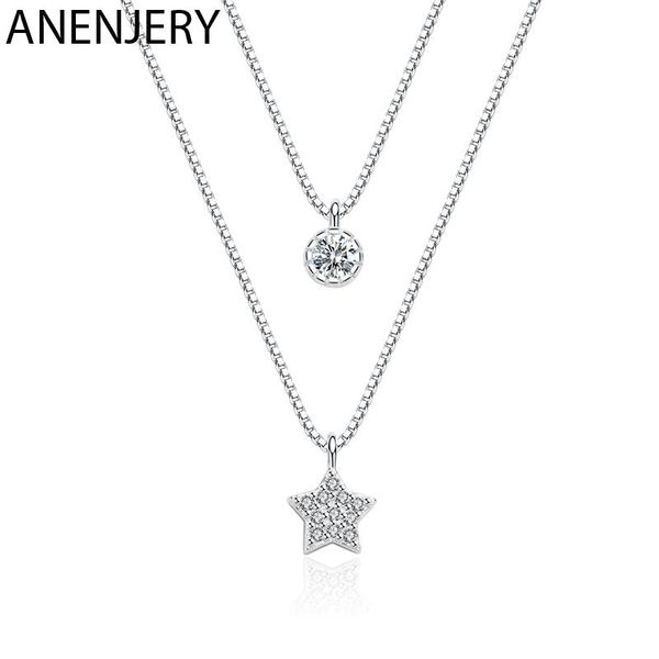 chains anenjery double-layer zircon star silver color necklaces for women short chain choker gift s-n390
chains anenjery double-layer zircon star silver color necklaces for women short chain choker gift s-n390