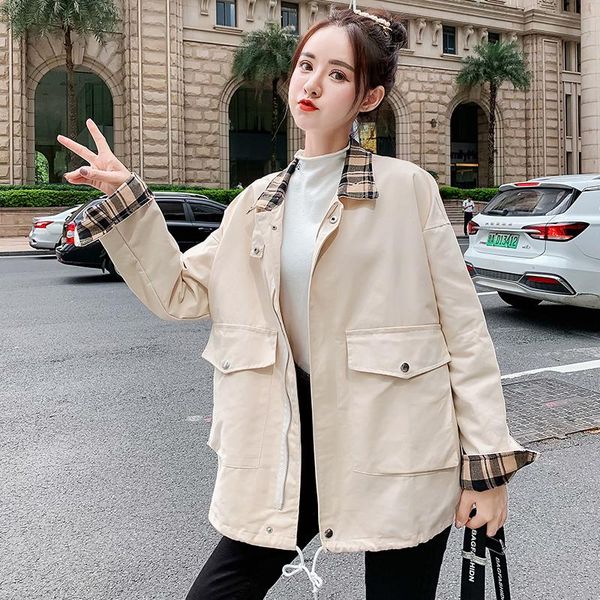 women's jackets korean style casual jacket coat female 2021 autumn loose slim zipper pocket stand collar clothing, Black;brown
women's jackets korean style casual jacket coat female 2021 autumn loose slim zipper pocket stand collar clothing, Black;brown