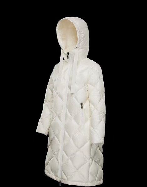 french winter long women down jacket women's new hooded skinny diamond check lengthened knee-length white duck down coat, Black
french winter long women down jacket women's new hooded skinny diamond check lengthened knee-length white duck down coat, Black