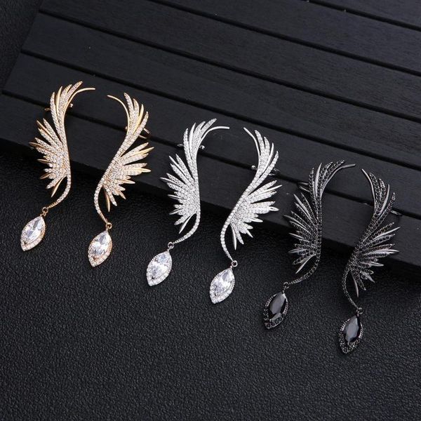 hoop & huggie luxury geometric big feather wing full mirco setting cubic zirconia for women america wedding earring fashion jewelry e7656, Golden;silver
hoop & huggie luxury geometric big feather wing full mirco setting cubic zirconia for women america wedding earring fashion jewelry e7656, Golden;silver