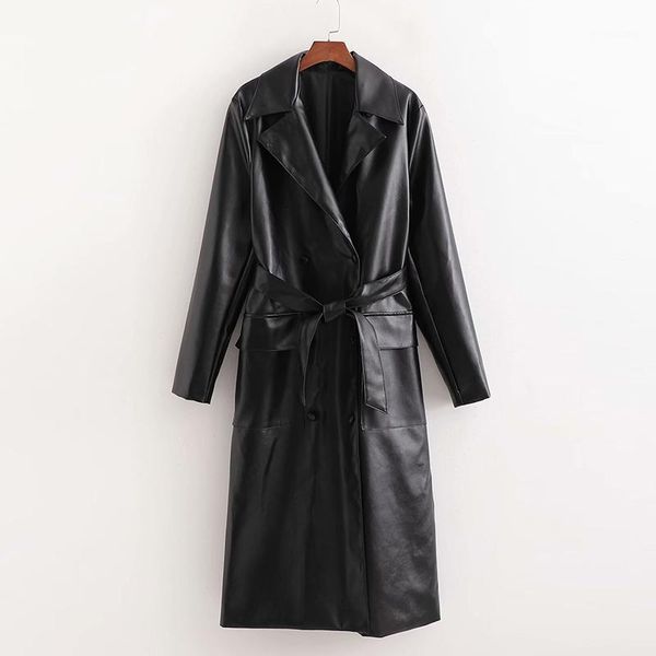 women autumn winter pu trench coats long sleeve pockets sashes bow tie female elegant street outerwear overcoat clothes1, Tan;black
women autumn winter pu trench coats long sleeve pockets sashes bow tie female elegant street outerwear overcoat clothes1, Tan;black