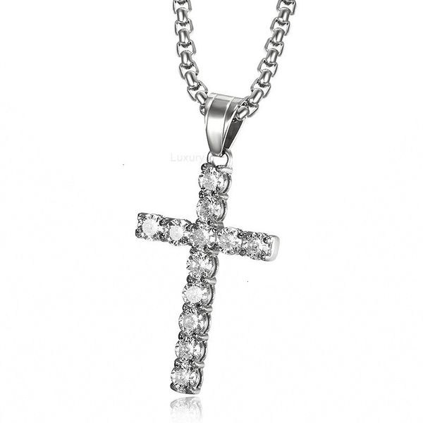 design necklace fashion pendant luxury jewelry hip hop titanium steel color preserving micro inlaid zircon cross, Silver
design necklace fashion pendant luxury jewelry hip hop titanium steel color preserving micro inlaid zircon cross, Silver