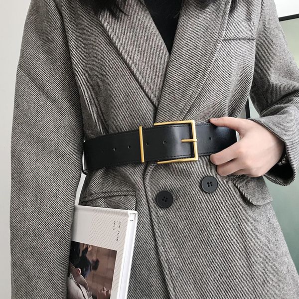 with coat and versatile fashion korean waist cover skirt autumn wide belt women's simple decoration, Black;brown
with coat and versatile fashion korean waist cover skirt autumn wide belt women's simple decoration, Black;brown
