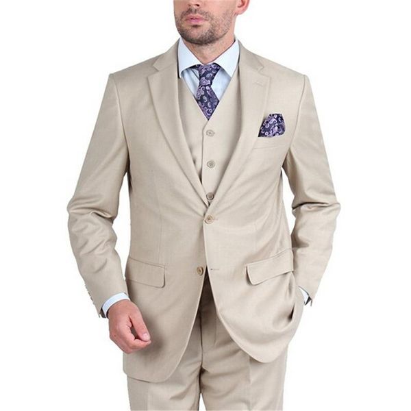 custom made groom mens suit tuxedo beige groomsmen notch lapel wedding men suits for wedding (jacket+pants+tie+vest), White;black