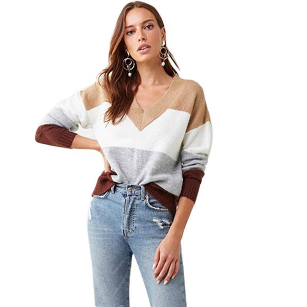 women ladies winter vintage striped lightweight sweater v-neck loose long sleeve knit pullover blouse, White
women ladies winter vintage striped lightweight sweater v-neck loose long sleeve knit pullover blouse, White