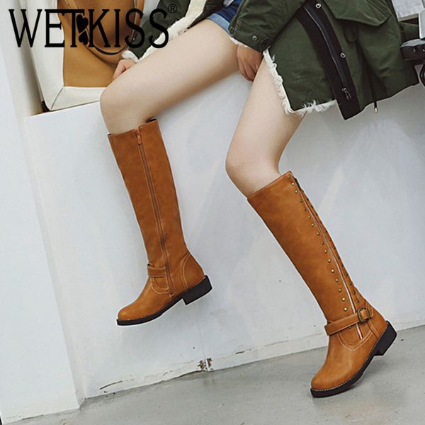 boots wetkiss metal decor belt buckle women knee thick platform square heel long casual fashion shoes zip non slip, Black
boots wetkiss metal decor belt buckle women knee thick platform square heel long casual fashion shoes zip non slip, Black