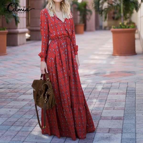 casual dresses 2021 celmia plus size women ruffled maxi dress v neck high waist long sleeve bohemian holiday party vestido 5xl, Black;gray
casual dresses 2021 celmia plus size women ruffled maxi dress v neck high waist long sleeve bohemian holiday party vestido 5xl, Black;gray