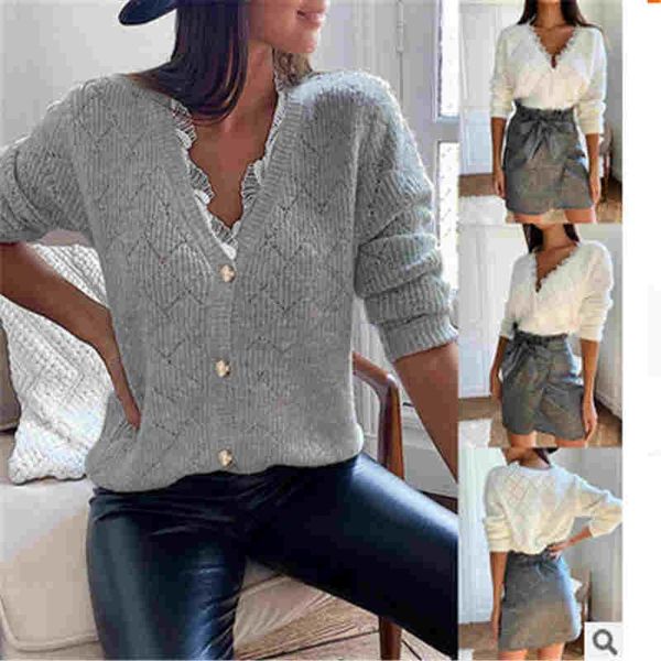 women solid v-neck coat female casual long sleeve button cardigan knitted sweaters winter warm clothes, White
women solid v-neck coat female casual long sleeve button cardigan knitted sweaters winter warm clothes, White