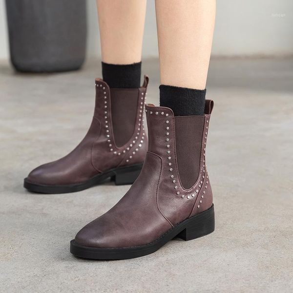 boots vintage rivets genuine leather women ankle office casual shoes woman 4cm square heels autumn winter warm short boots1, Black
boots vintage rivets genuine leather women ankle office casual shoes woman 4cm square heels autumn winter warm short boots1, Black