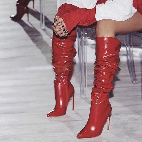 new arrivals red shinny leather women knee high boots pointed toe zipper ridding boots ladies runway shoes customized1, Black
new arrivals red shinny leather women knee high boots pointed toe zipper ridding boots ladies runway shoes customized1, Black