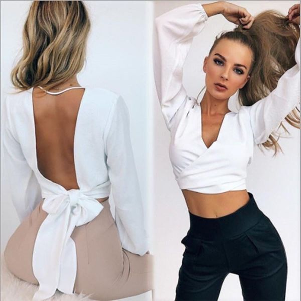 2021 european and american spring and autumn women's high street all-match v-neck slim navel knotted chiffon shirt, White
2021 european and american spring and autumn women's high street all-match v-neck slim navel knotted chiffon shirt, White