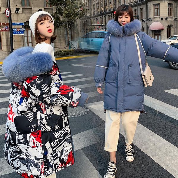 women's down & parkas two-sided cotton-padded jacket mid-length hooded women large fur collar, Black 
women's down & parkas two-sided cotton-padded jacket mid-length hooded women large fur collar, Black