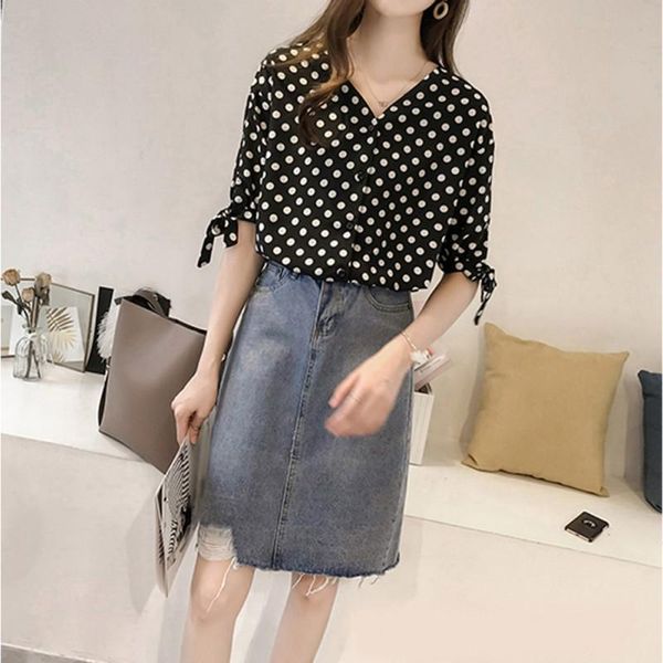 women's blouses & shirts autumn casual fashion polka dot women chiffon blouse shirt bowknot v neck blusas femininas, White
women's blouses & shirts autumn casual fashion polka dot women chiffon blouse shirt bowknot v neck blusas femininas, White