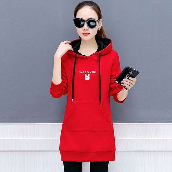 mid length sweater women's fashion ins autumn / winter korean new hooded plush versatile and thick long sleeve coat, Black
mid length sweater women's fashion ins autumn / winter korean new hooded plush versatile and thick long sleeve coat, Black