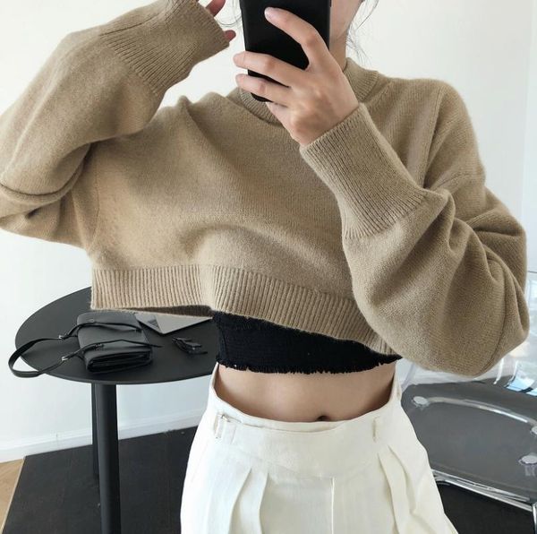 new woman cashmere short sweater lovemoda, White;black