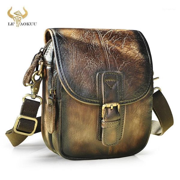 

waist bags vintage quality leather travel crossbody satchel messenger bag design cigarette case 6" phone pouch fanny belt 11681