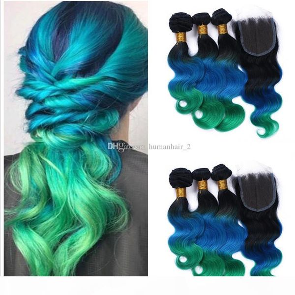 3 bundles ombre brazilian body wave hair with closure 4pcs lot 1b blue green three tone ombre human hair extensions with lace closure, Black;brown
3 bundles ombre brazilian body wave hair with closure 4pcs lot 1b blue green three tone ombre human hair extensions with lace closure, Black;brown