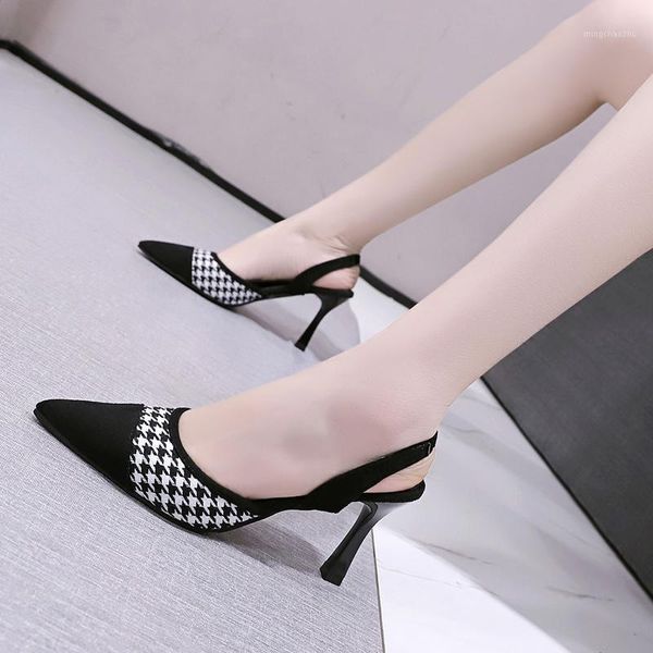 sandals high heel female 2021 net red houndstooth color matching baotou pointed thin fairy style1, Black
sandals high heel female 2021 net red houndstooth color matching baotou pointed thin fairy style1, Black