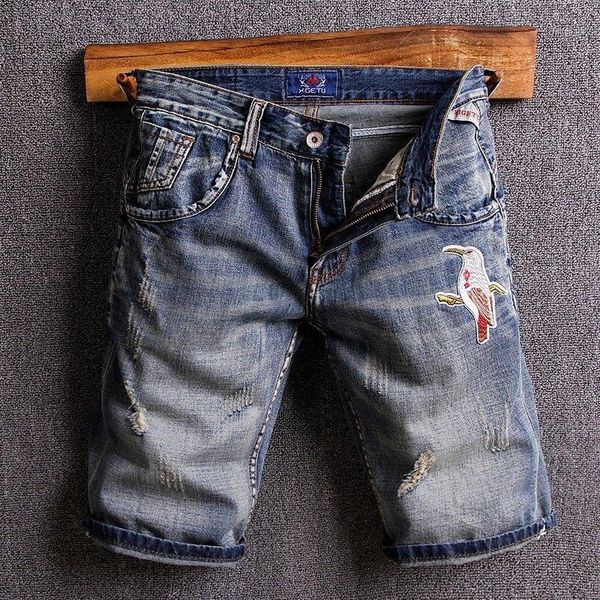 italian style fashion men jeans shorts embroidery designer summer ripped denim shorts men hip hop short jeans homme1, Blue
italian style fashion men jeans shorts embroidery designer summer ripped denim shorts men hip hop short jeans homme1, Blue