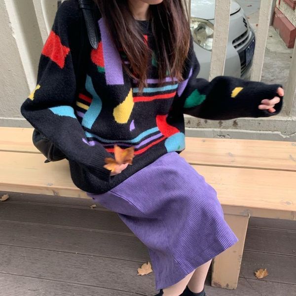 loose long-sleeve knitwear pullovers fashion sweater women geometric contrast color autumn korean-style1, White;black
loose long-sleeve knitwear pullovers fashion sweater women geometric contrast color autumn korean-style1, White;black
