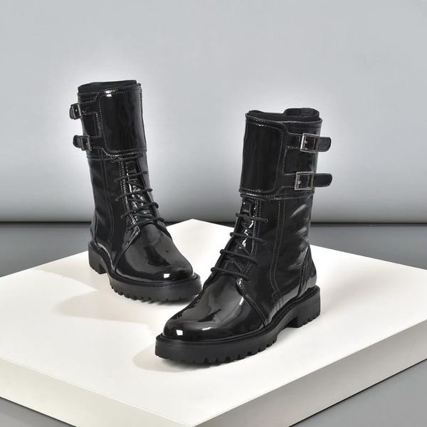 genuine leather buckle combat boots for women shoes lace up botas militares fashion motorcycle bootflats bottines femmes biker, Black
genuine leather buckle combat boots for women shoes lace up botas militares fashion motorcycle bootflats bottines femmes biker, Black