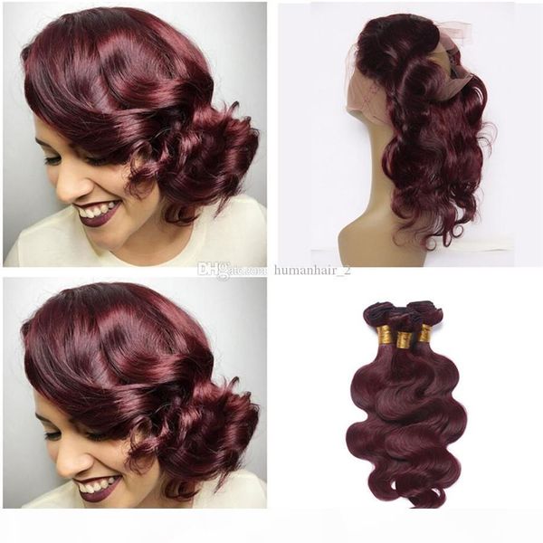 #99j burgundy brazilian body wave virgin human hair 3 bundles with pre plucked 360 ear to ear full lace band frontal closure, Black;brown
#99j burgundy brazilian body wave virgin human hair 3 bundles with pre plucked 360 ear to ear full lace band frontal closure, Black;brown