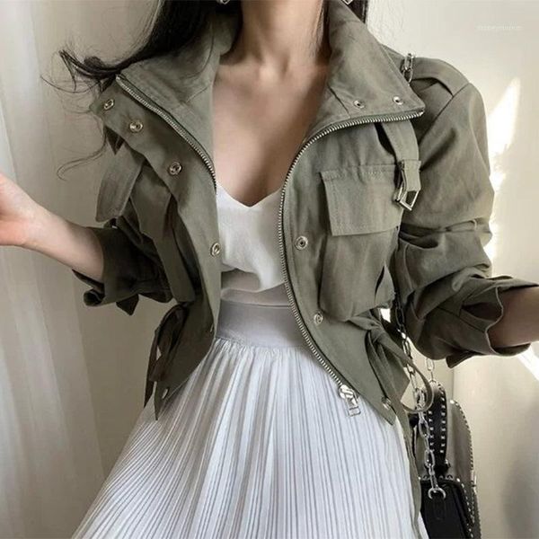 women's jackets korean style casual ladies jacket double pocket zipper lapel long sleeve cargo streetwear scooter punk female coats1, Black;brown
women's jackets korean style casual ladies jacket double pocket zipper lapel long sleeve cargo streetwear scooter punk female coats1, Black;brown