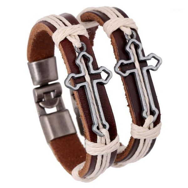 religious couple bracelets hollow cross charm man woman bangles pulseira handmade easy-hook genuine leather wristband ornament1, Golden;silver
religious couple bracelets hollow cross charm man woman bangles pulseira handmade easy-hook genuine leather wristband ornament1, Golden;silver