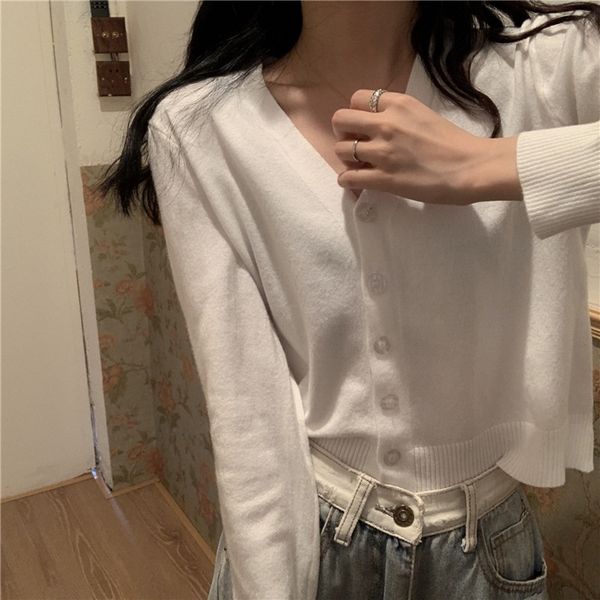 vedk4 early autumn 2020 new v-neck ice silk rip jacket long ripgy sleeve knitted sweater cardigan coat women's wear with short jacket t, White;black
vedk4 early autumn 2020 new v-neck ice silk rip jacket long ripgy sleeve knitted sweater cardigan coat women's wear with short jacket t, White;black